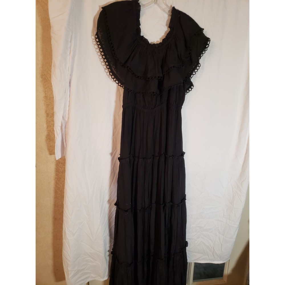 Women's Ee:some Black Tiered Ruffled Maxi Sundress Size M